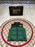 The North Face Puffer Vest in Green and Black with Stand Collar