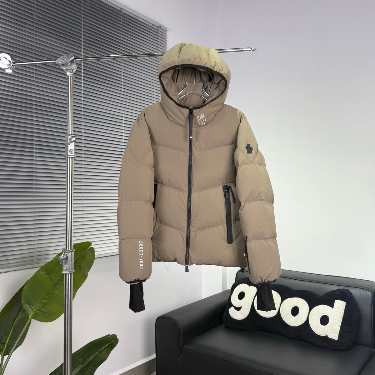 Moncler Beige Graphic Hooded Puffer Jacket