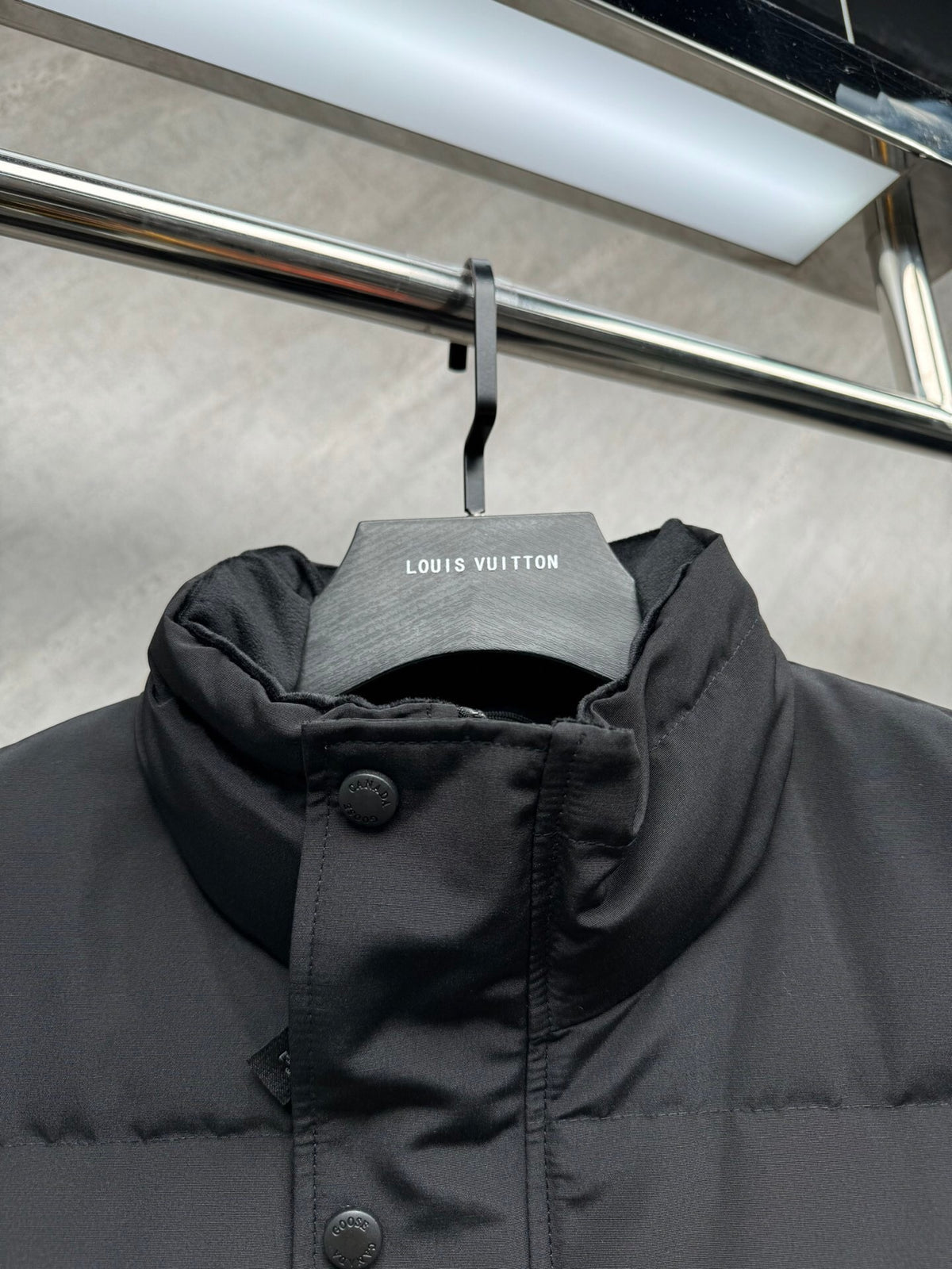 Canada Goose Puffer Vest in Black with Stand Collar and Tonal Logo