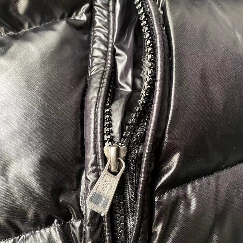 Moncler Black Glossy Hooded Puffer Jacket