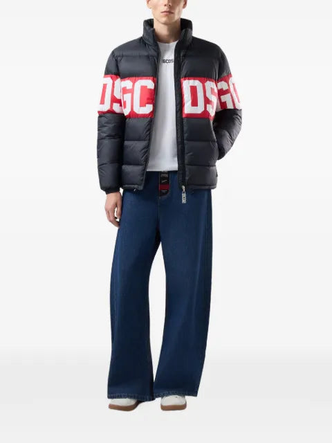 GCDS logo-band quilted down jacket