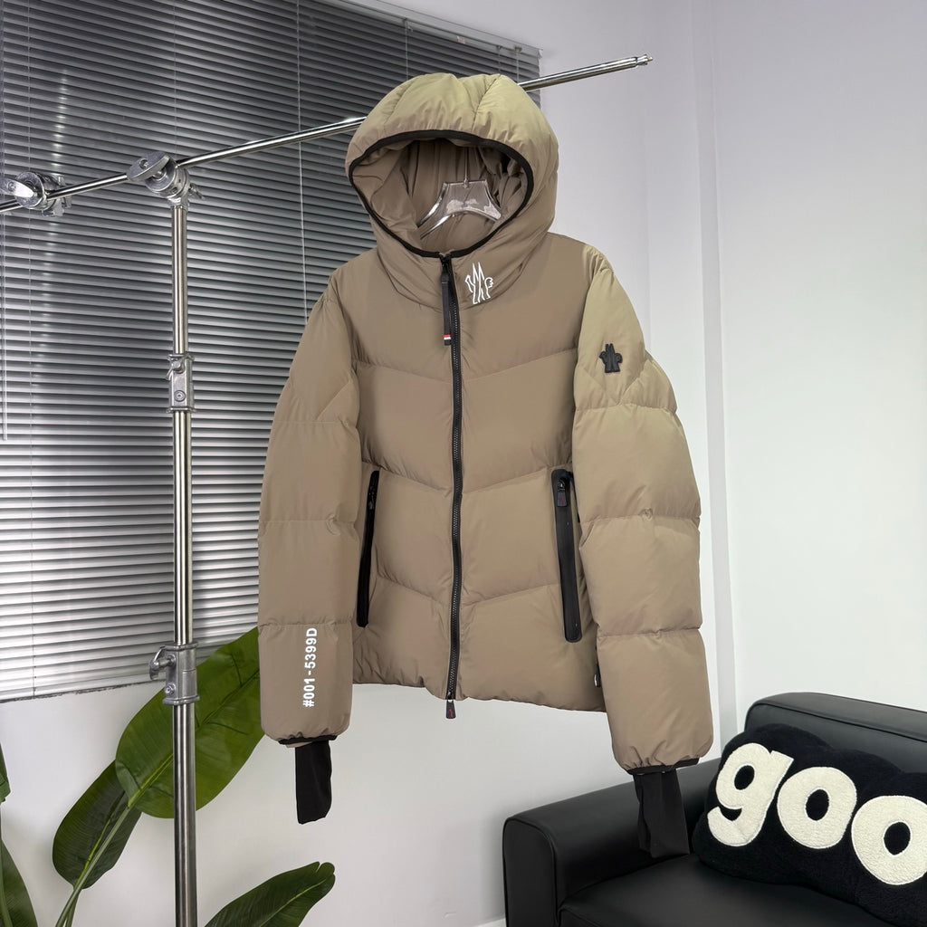 Moncler Beige Graphic Hooded Puffer Jacket