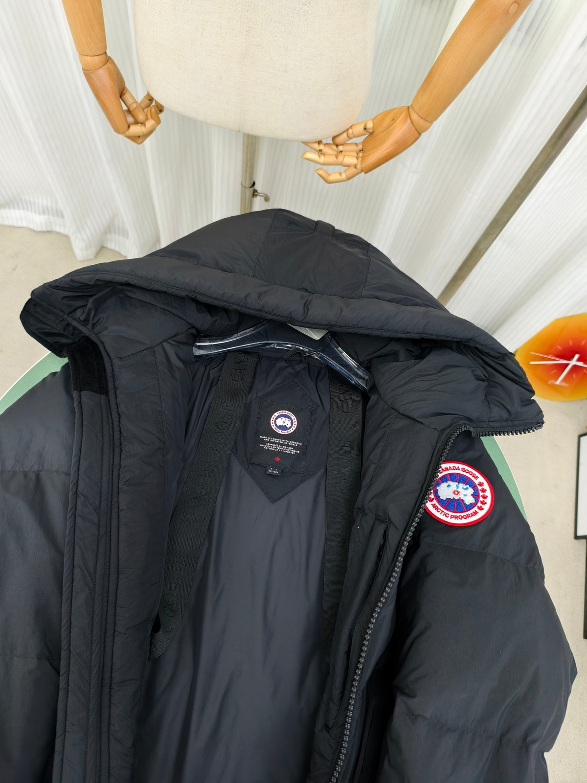 Canada Goose Hooded Puffer Jacket in Black with Matte Finish