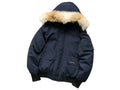 Canada Goose Hooded Jacket in Navy Blue with Plush Hood Trim