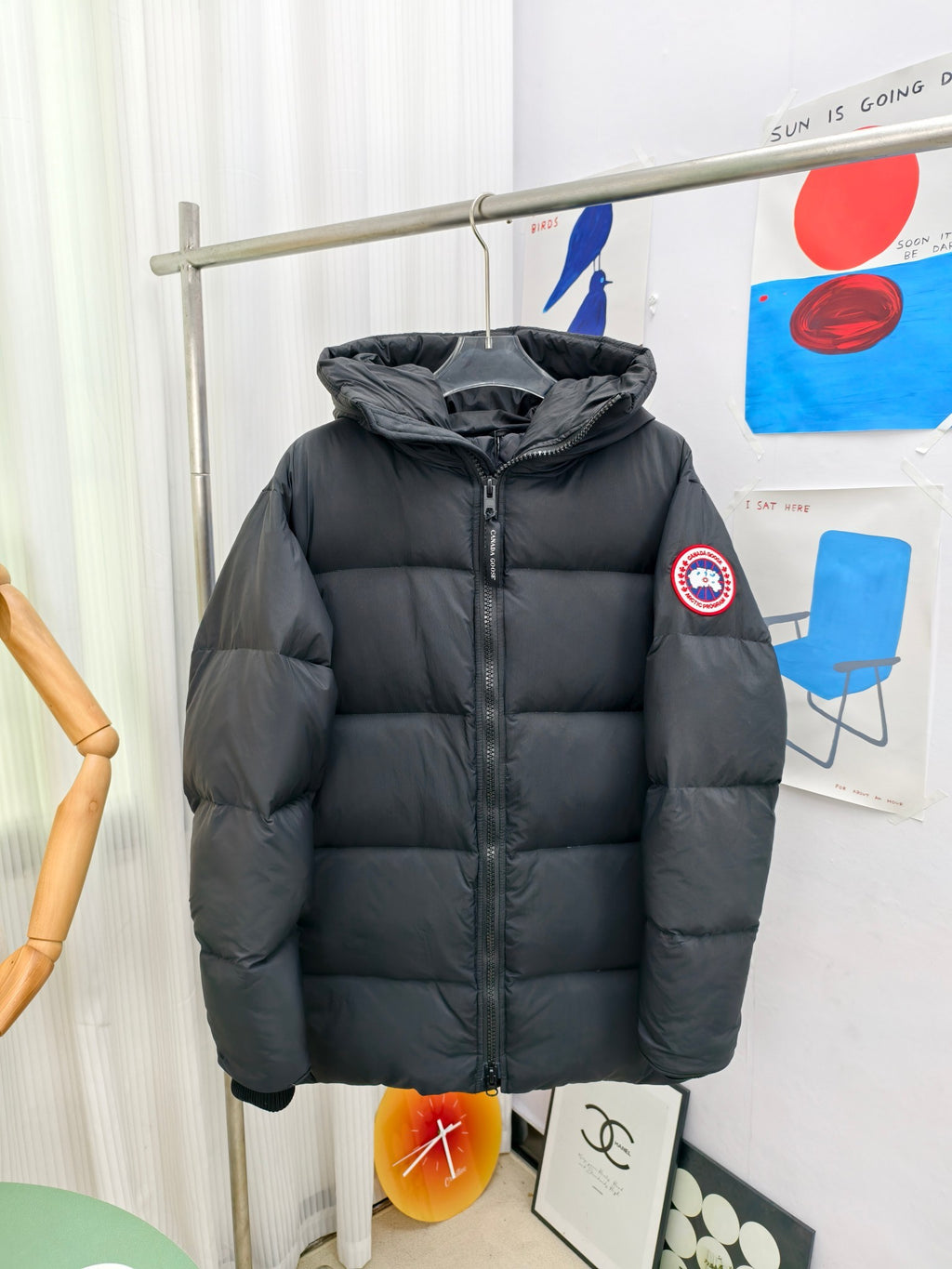 Canada Goose Hooded Puffer Jacket in Black with Matte Finish