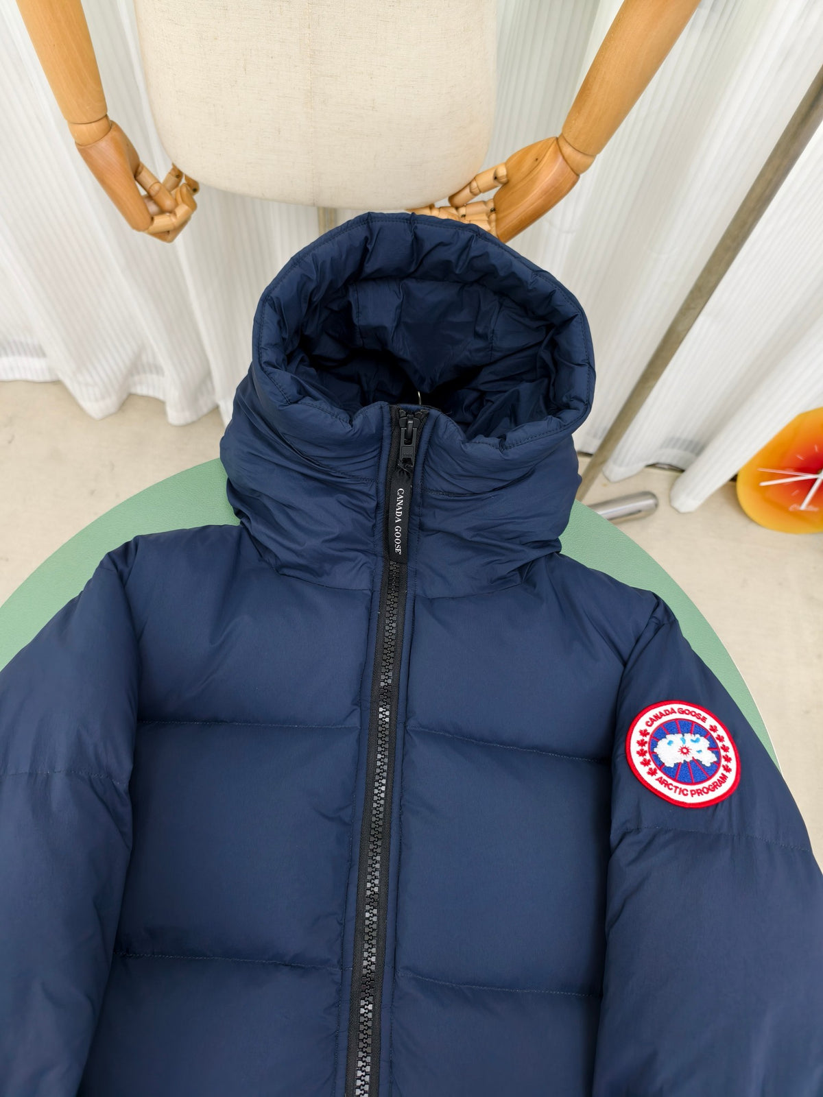 Canada Goose Hooded Puffer Jacket in Navy Blue with Matte Finish