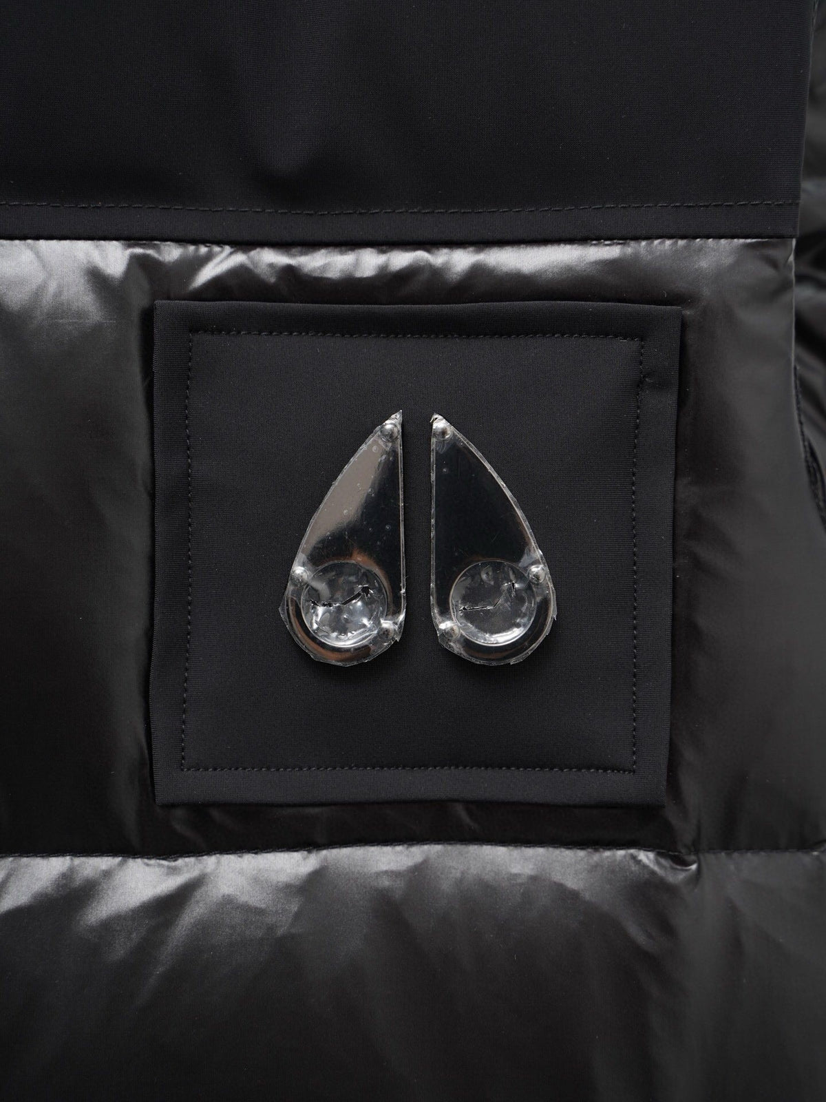 Moose Knuckles Puffer Vest in Black with Mixed-Finish Panels