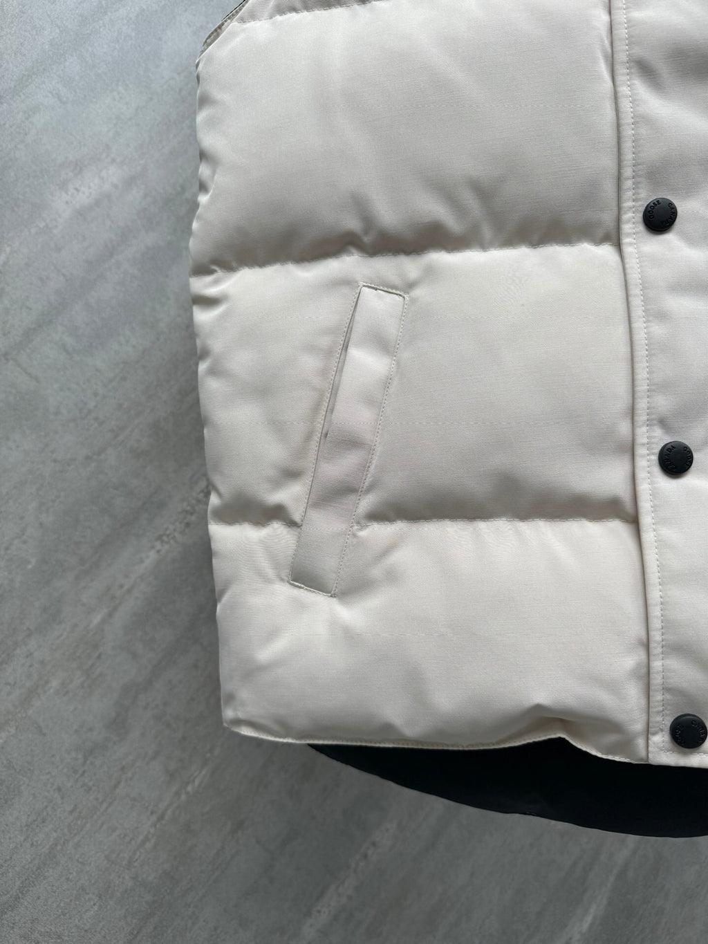Canada Goose Puffer Vest in Off-White with Stand Collar