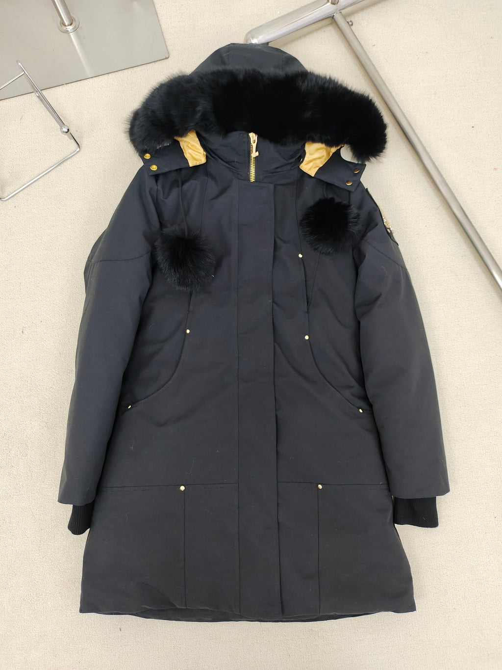 Moose Knuckles Charcoal Black-Trim Hooded Parka