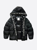 Moncler Black Hooded Puffer Jacket with Logo Trim