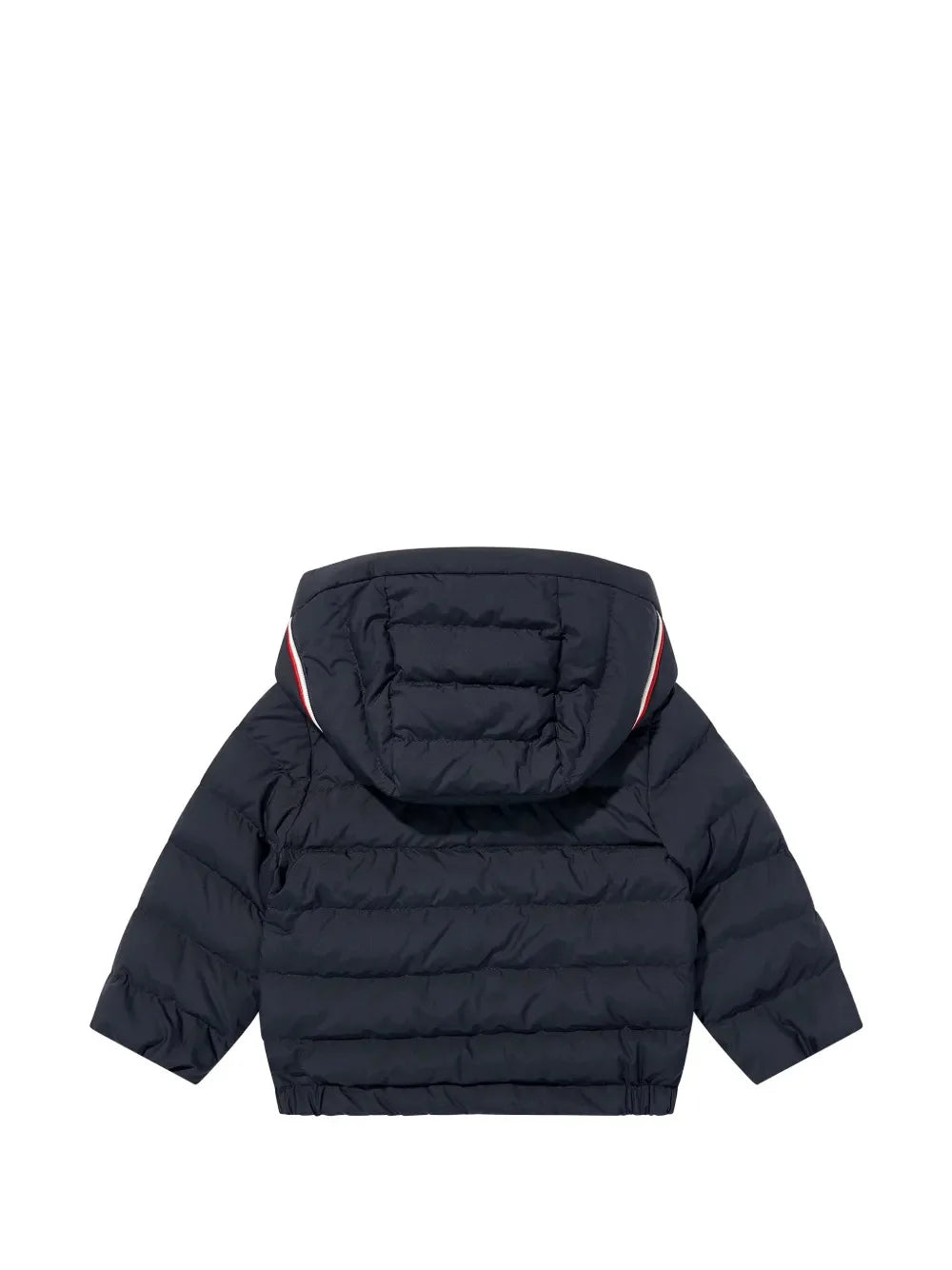 Moncler Navy Hooded Puffer Jacket with Tricolor Detail