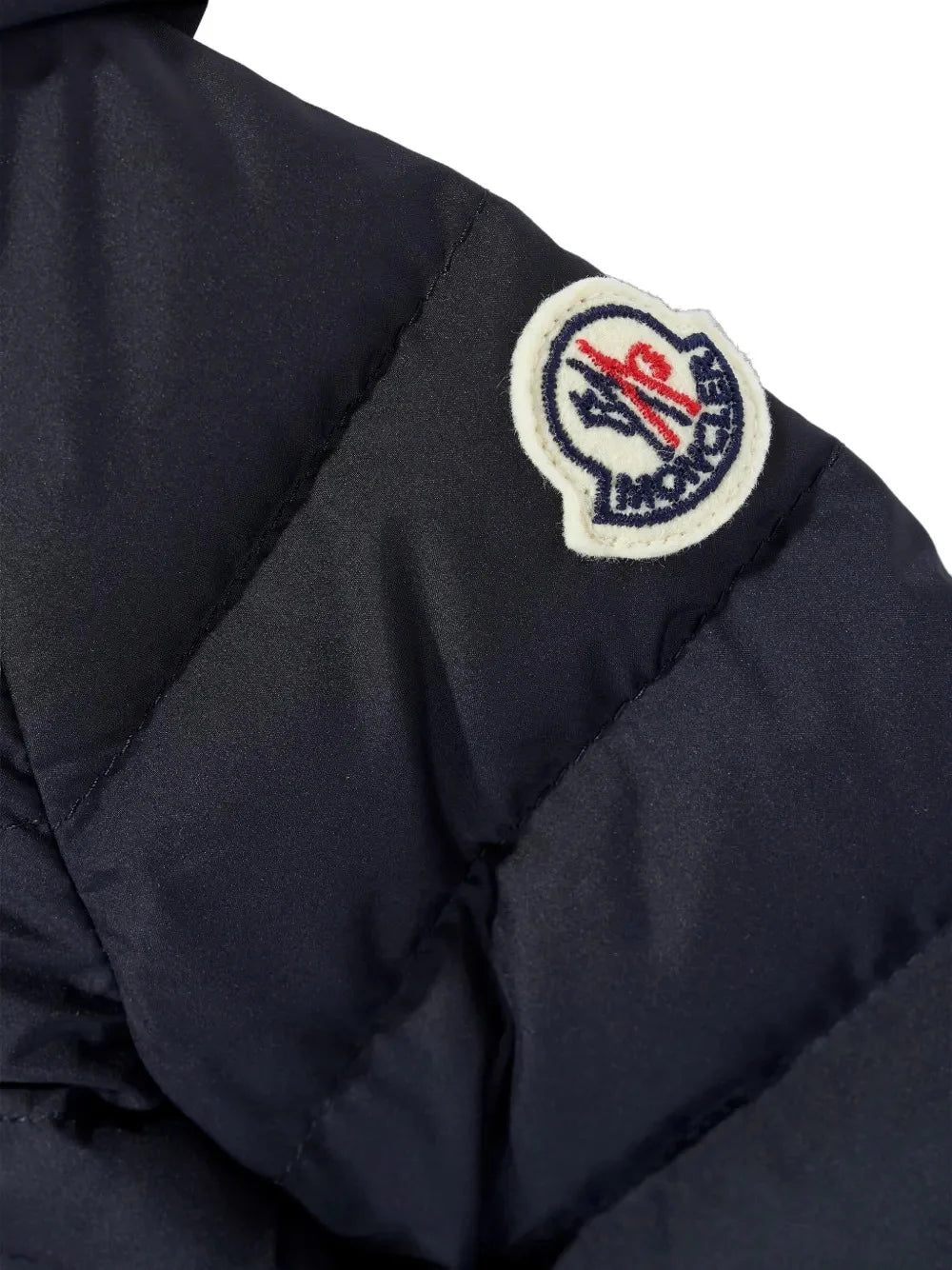 Moncler Navy Hooded Puffer Jacket with Tricolor Detail