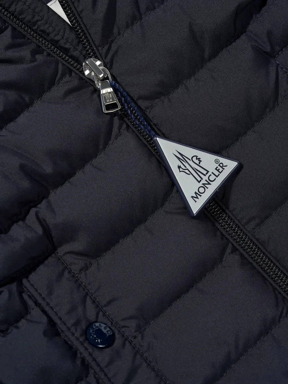 Moncler Navy Hooded Puffer Jacket with Tricolor Detail