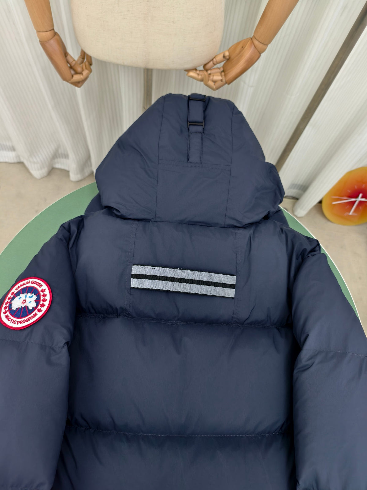 Canada Goose Hooded Puffer Jacket in Navy Blue with Matte Finish