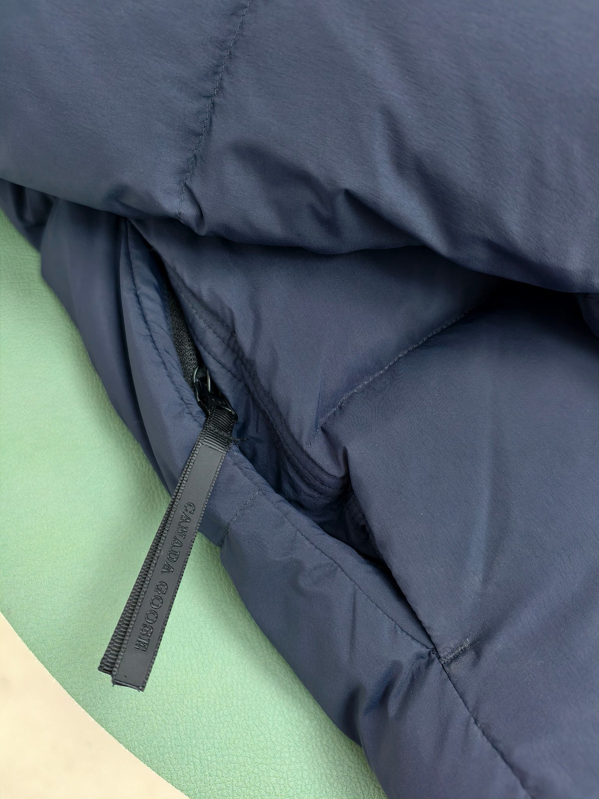 Canada Goose Hooded Puffer Jacket in Navy Blue with Matte Finish
