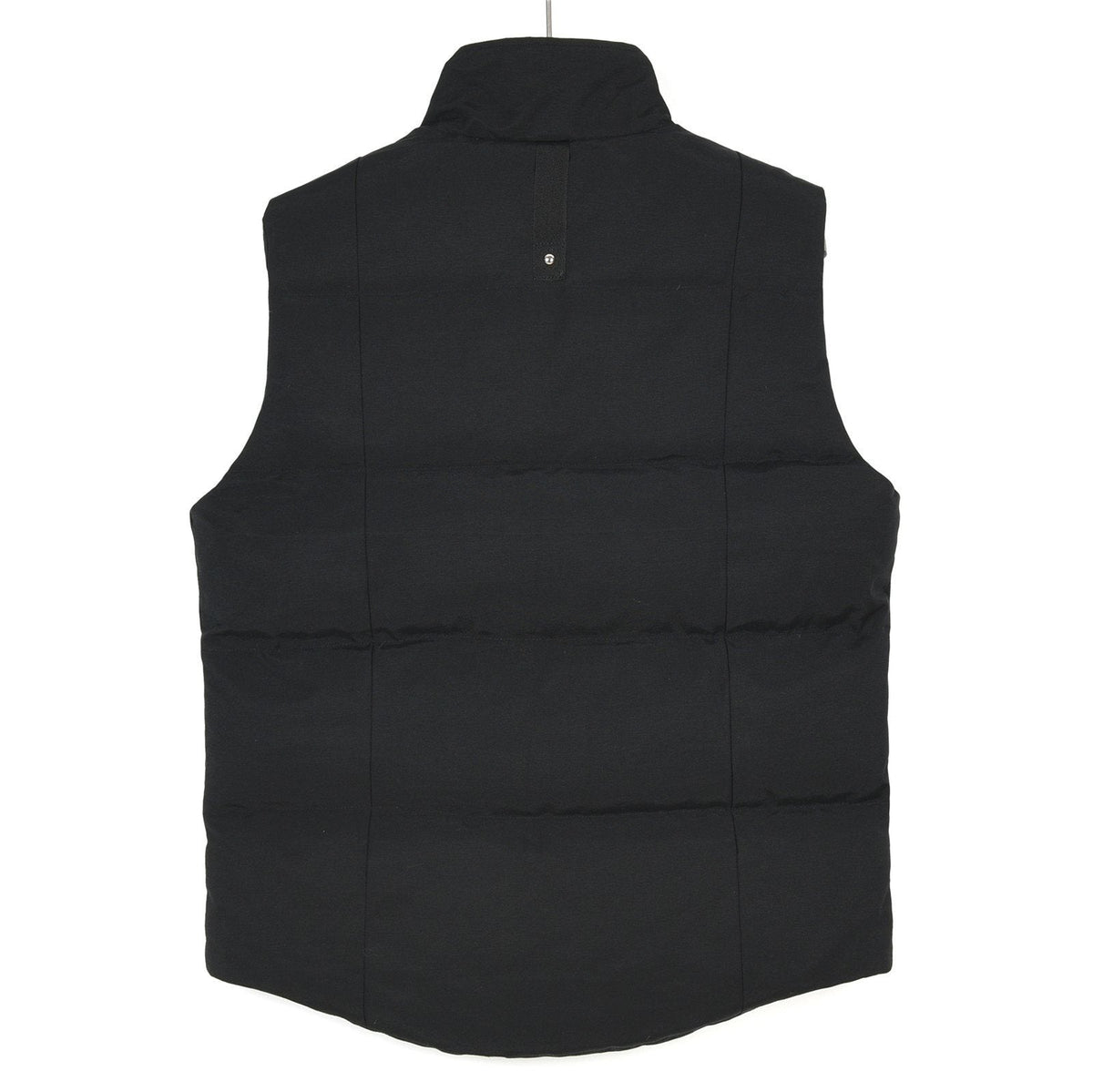 Moose Knuckles Puffer Vest in Black with Metallic Logo and Stud Details