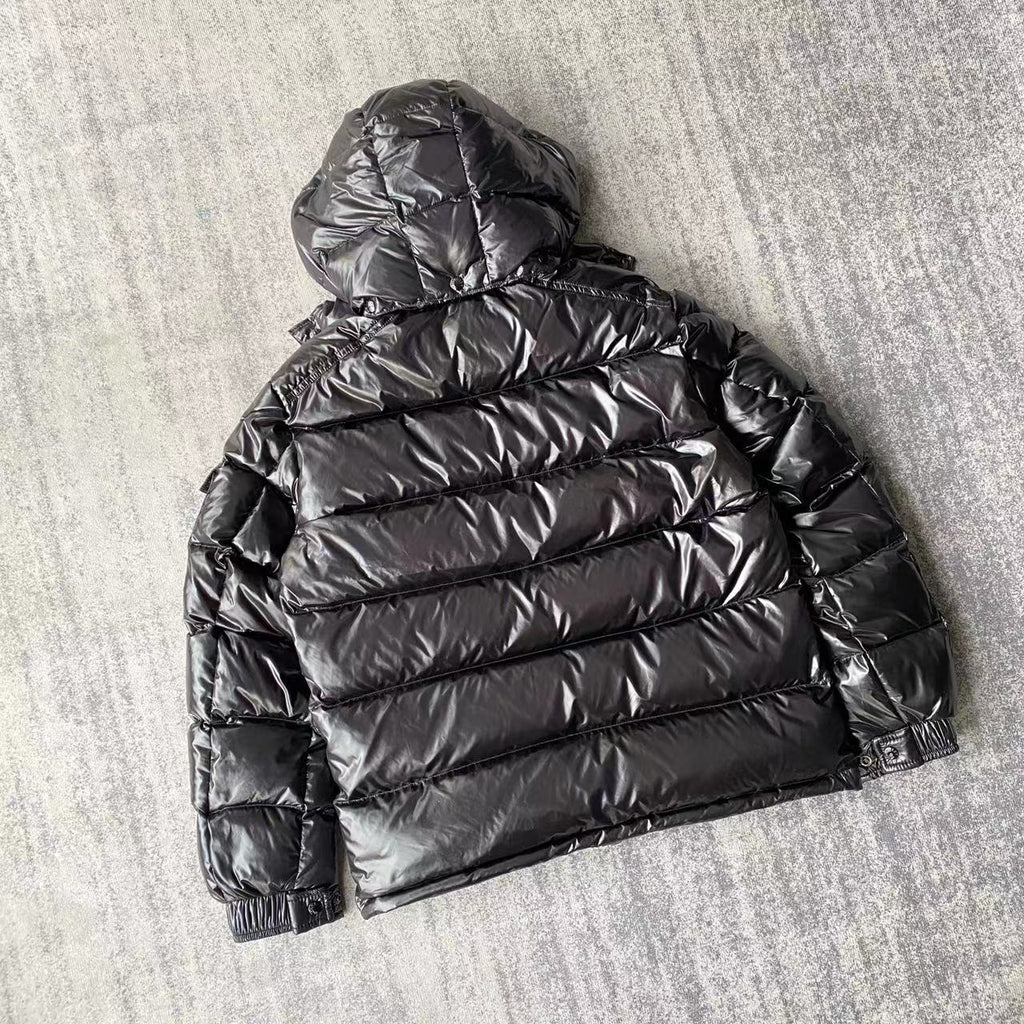 Moncler Black Glossy Hooded Puffer Jacket