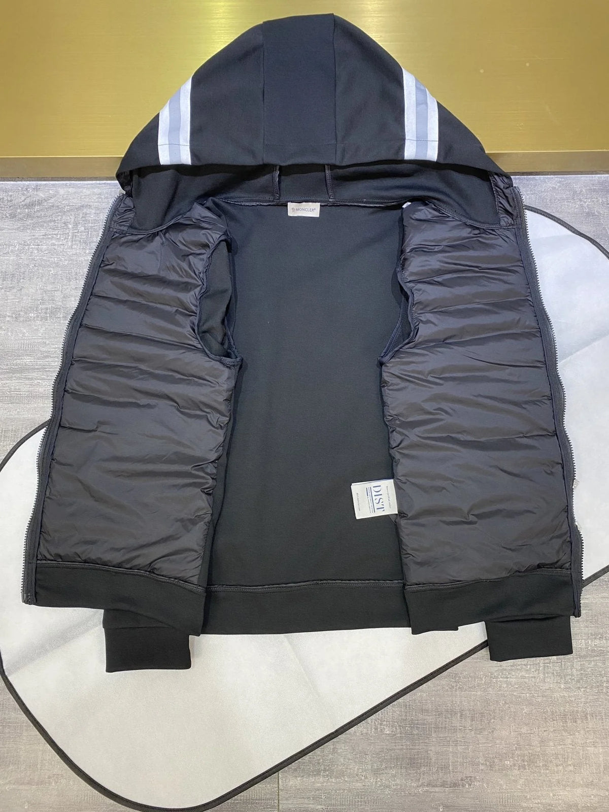 Moncler Black Hooded Hybrid Quilted Jacket