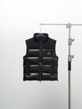 Moose Knuckles Puffer Vest in Black with Mixed-Finish Panels