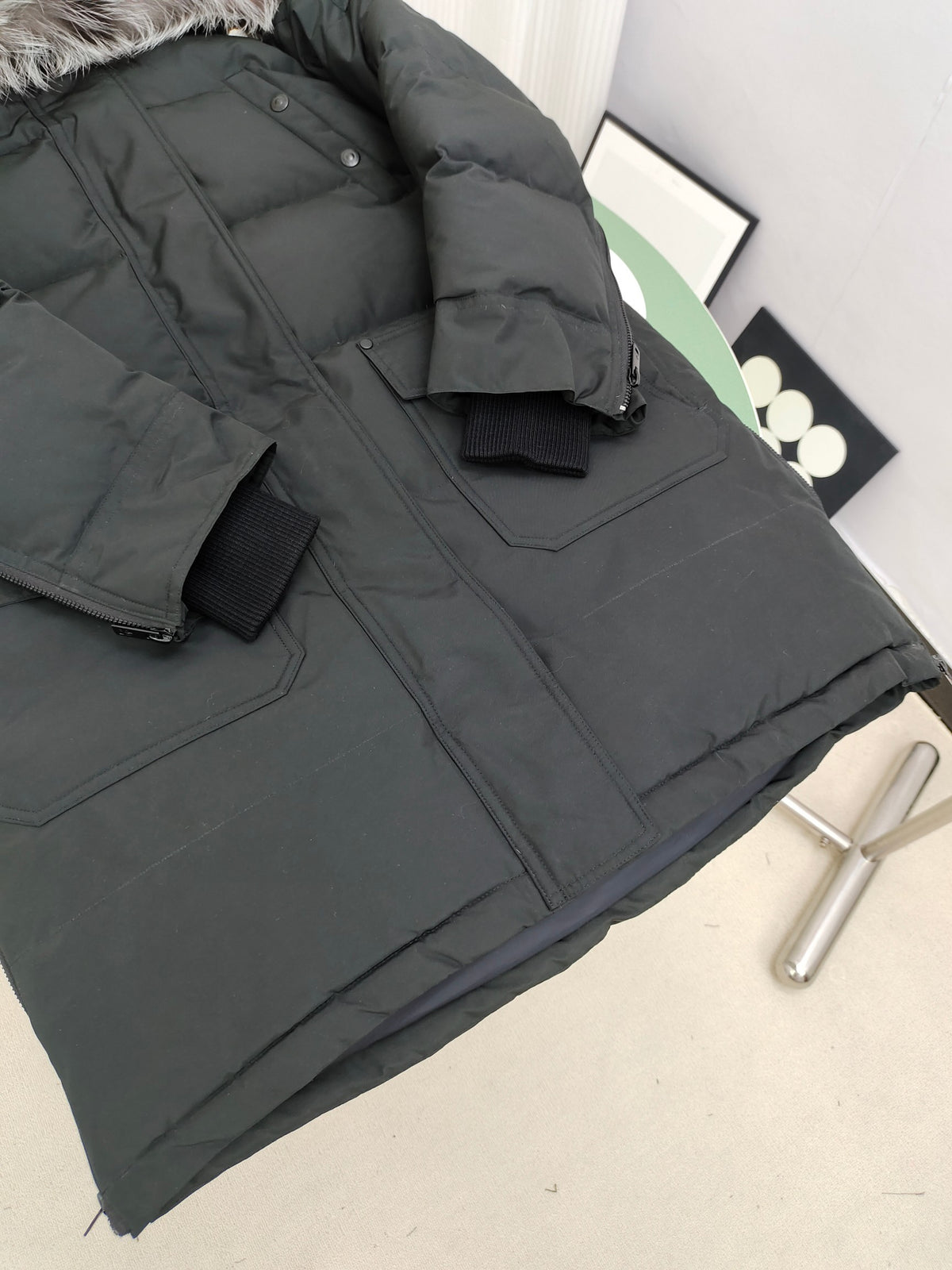 Moose Knuckles Black Plush-Trim Hooded Puffer Parka