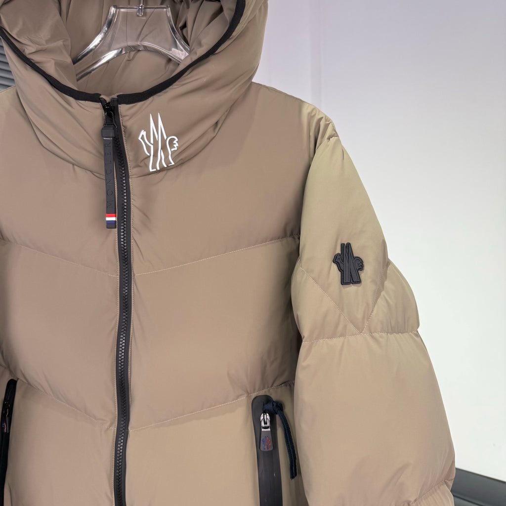 Moncler Beige Graphic Hooded Puffer Jacket