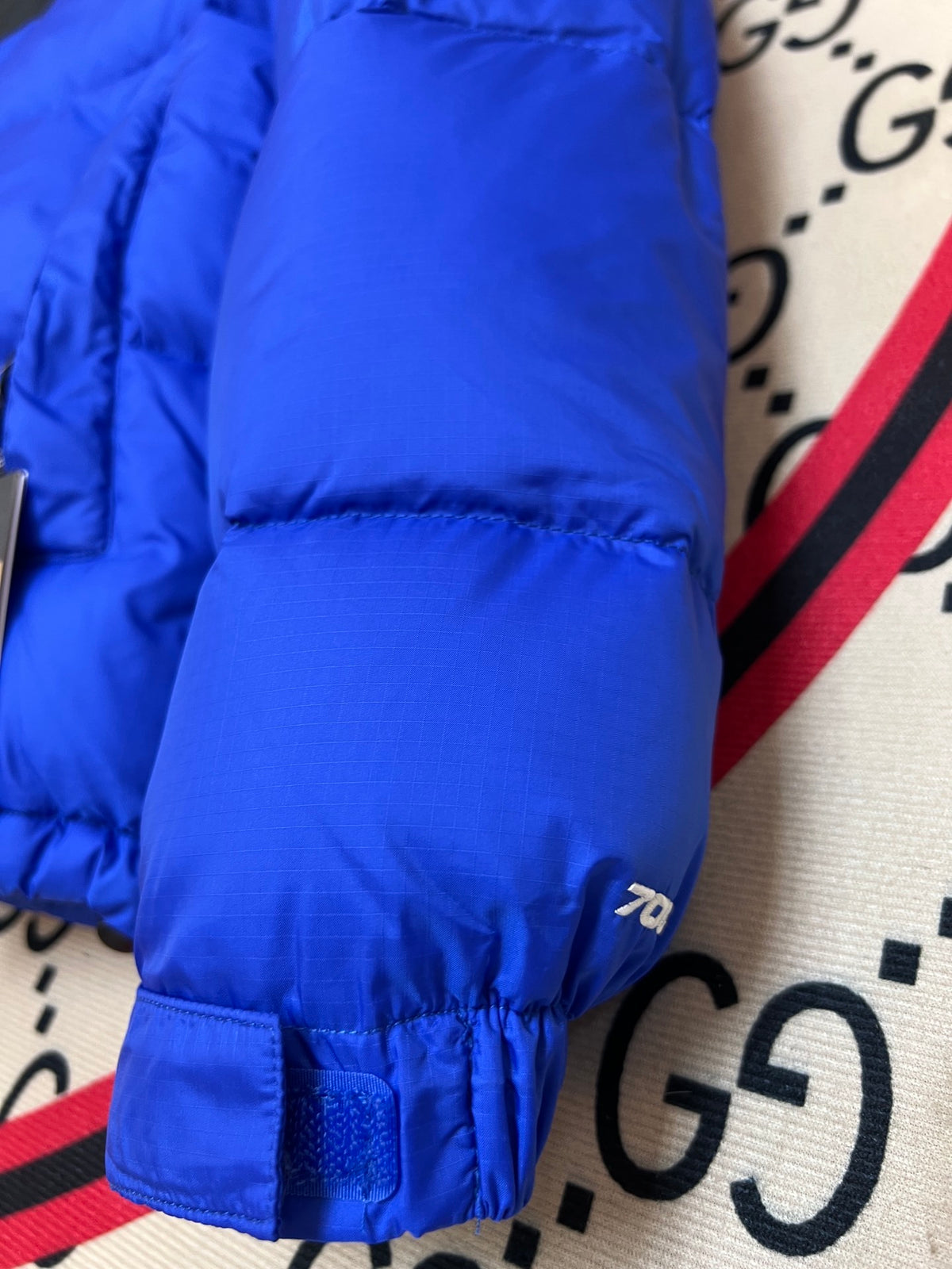 The North Face Royal Blue and Black Colorblock Puffer Jacket