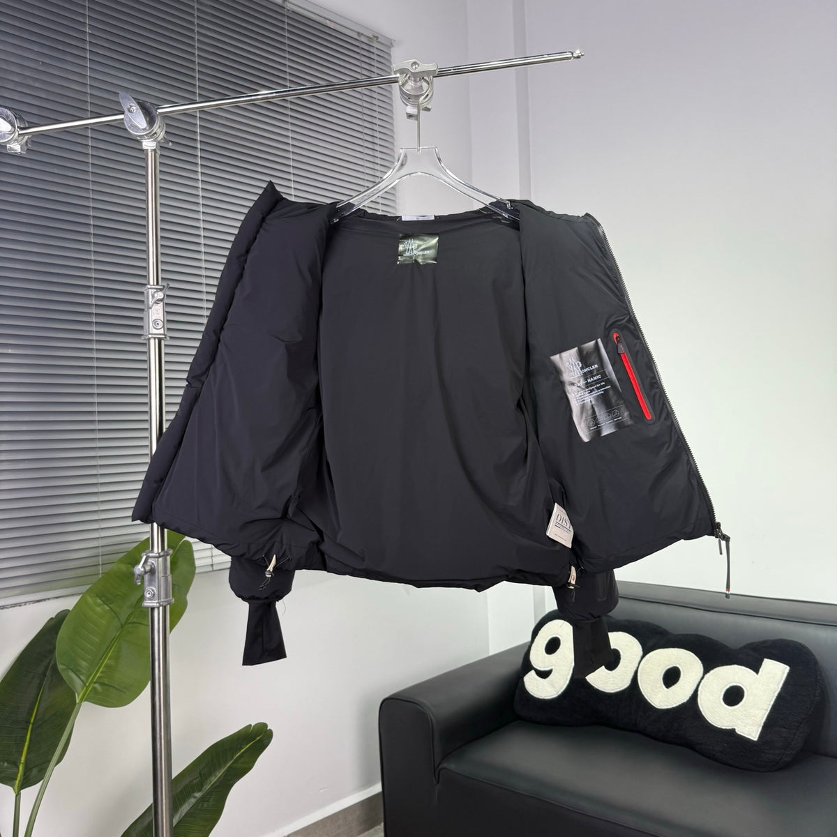 Moncler Black Graphic Hooded Puffer Jacket