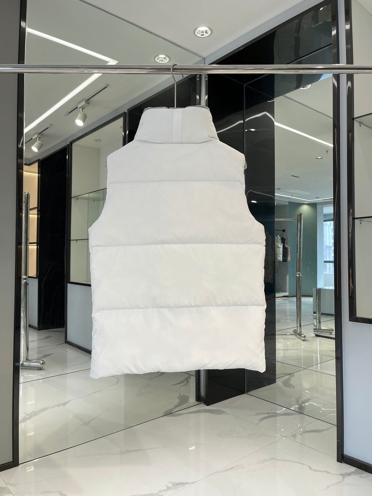 Canada Goose Puffer Vest in White with Stand Collar and Tonal Logo