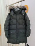 Moose Knuckles Black Plush-Trim Hooded Puffer Parka