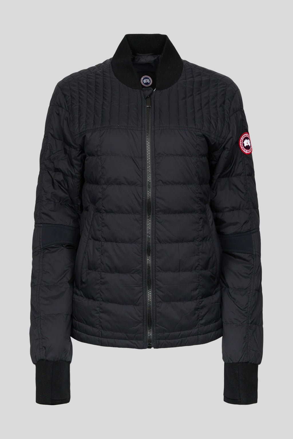 Canada Goose Quilted Jacket in Black with Ribbed Stand Collar