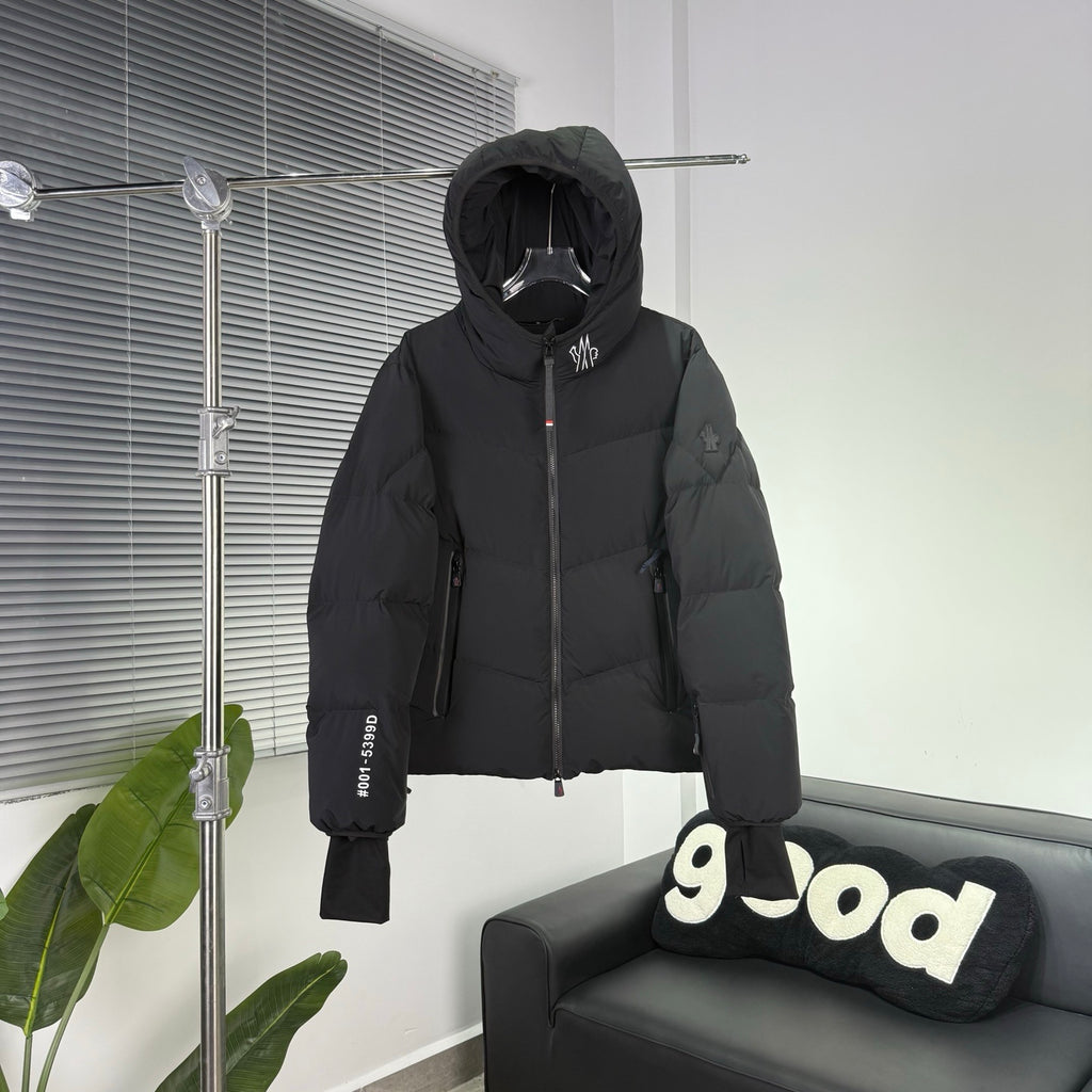 Moncler Black Graphic Hooded Puffer Jacket