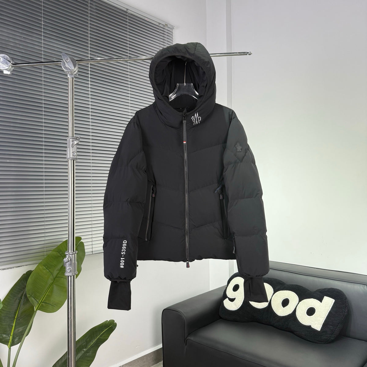 Moncler Black Graphic Hooded Puffer Jacket