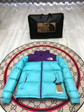 The North Face Turquoise and Purple Colorblock Puffer Jacket