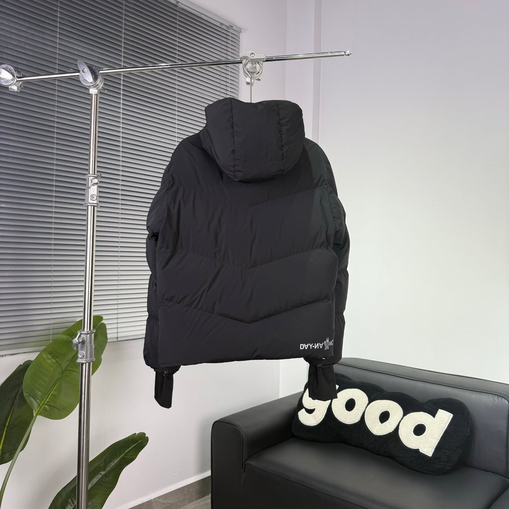 Moncler Black Graphic Hooded Puffer Jacket