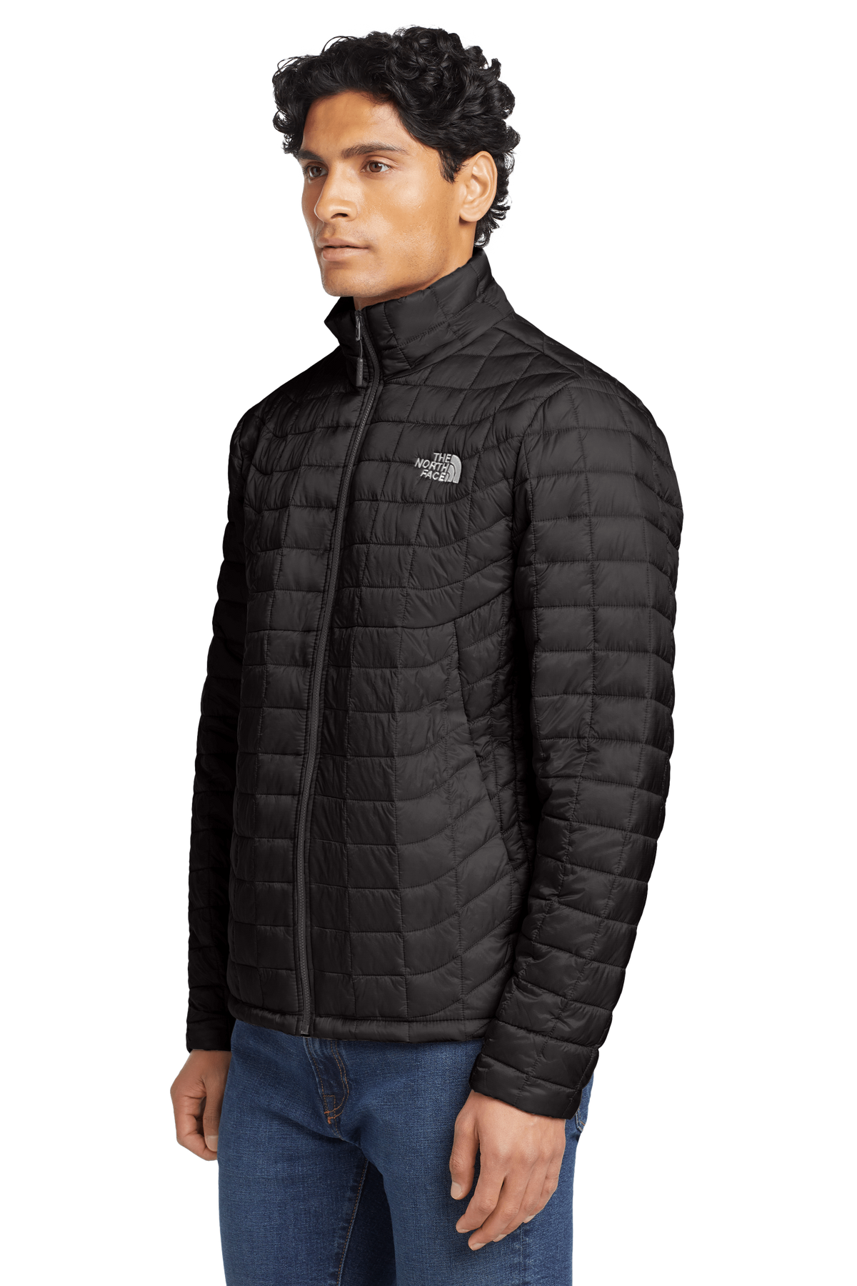 The North Face Black Grid-Quilted Stand-Collar Jacket
