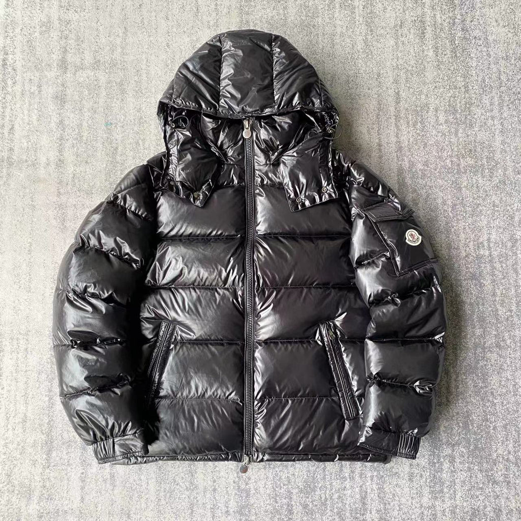 Moncler Black Glossy Hooded Puffer Jacket