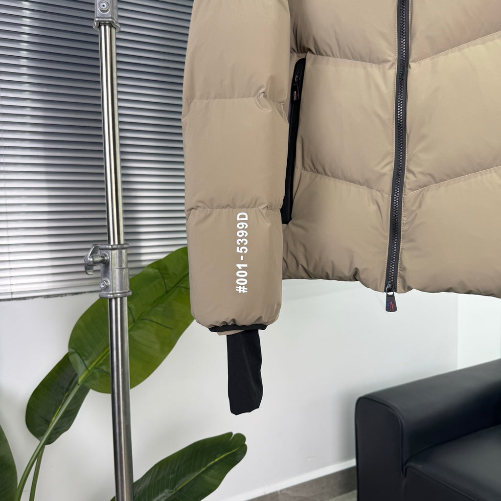 Moncler Beige Graphic Hooded Puffer Jacket