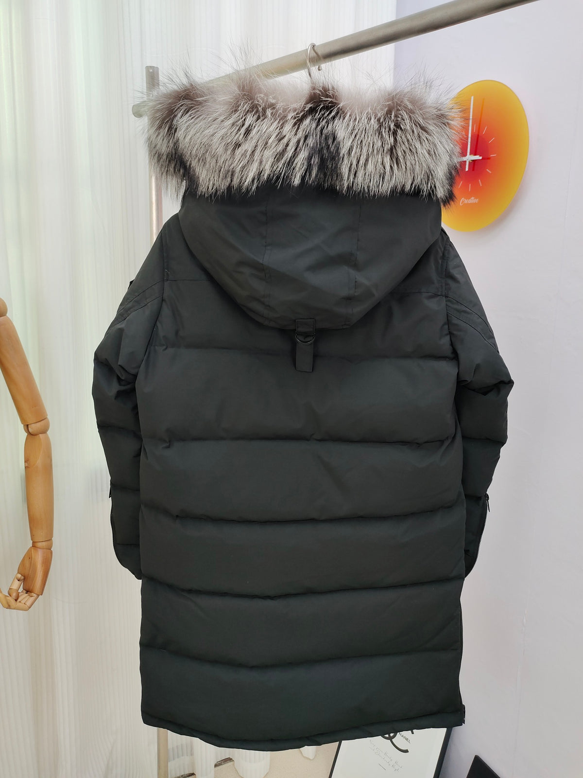 Moose Knuckles Black Plush-Trim Hooded Puffer Parka