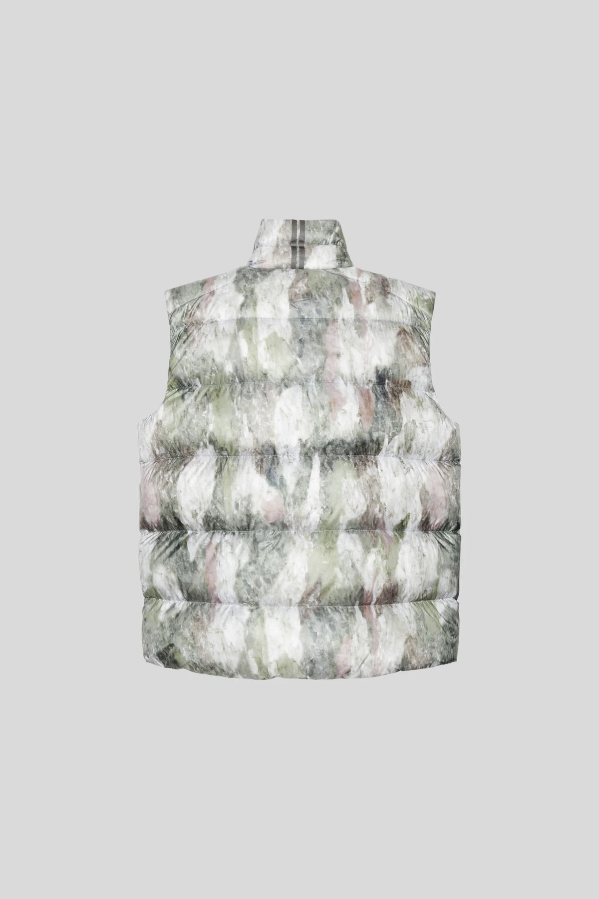Canada Goose Puffer Vest in Gray Green and White with Abstract Print
