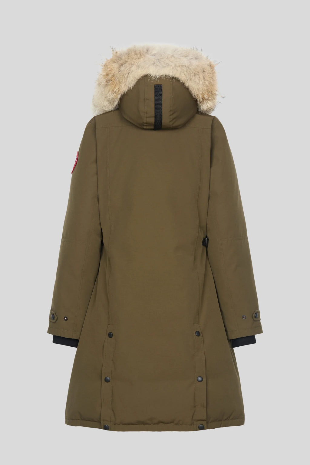 Canada Goose Long Parka in Olive Green with Plush Hood Trim
