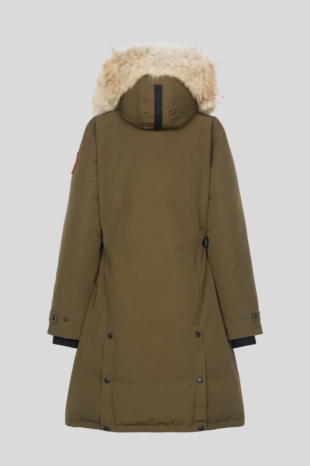 Canada Goose Long Parka in Olive Green with Plush Hood Trim