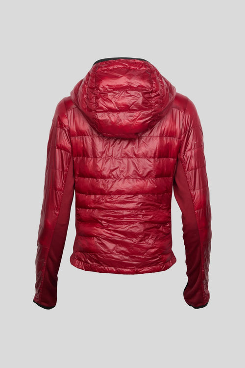 Canada Goose Hooded Puffer Jacket in Red with Glossy Finish