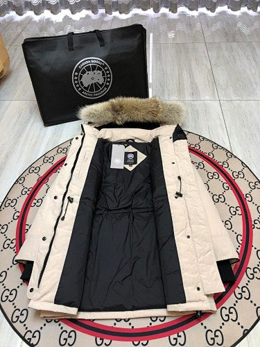 Canada Goose Off-White Plush-Trim Hooded Parka