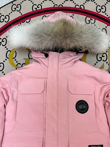 Canada Goose Light Pink Plush-Trim Hooded Parka