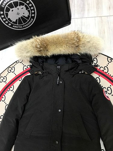 Canada Goose Black Plush-Trim Hooded Parka