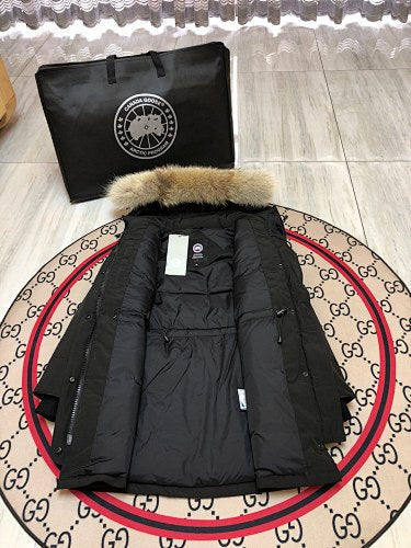 Canada Goose Black Plush-Trim Hooded Parka