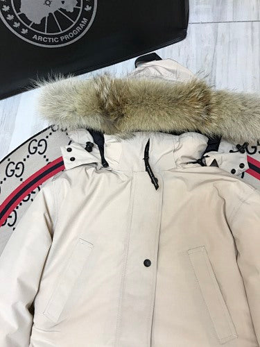 Canada Goose Off-White Plush-Trim Hooded Parka