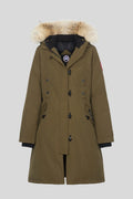 Canada Goose Long Parka in Olive Green with Plush Hood Trim