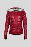 Canada Goose Hooded Puffer Jacket in Red with Glossy Finish